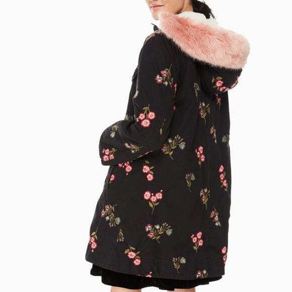 Kate Spade Embroidered Twill Coat Size Small - Picture 2 of 10